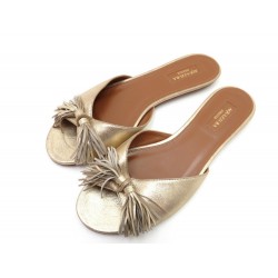 NEUF CHAUSSURES AQUAZZURA 38 SANDALES MULES EN CUIR DORE GOLD LEATHER SHOES 350€