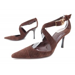 CHAUSSURES ESCARPINS CHANEL DAIM MARRON 36.5 