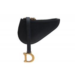 PORTE MONNAIE CHRISTIAN DIOR SADDLE CUIR GRAINE NOIR BLACK COIN PURSE 400€