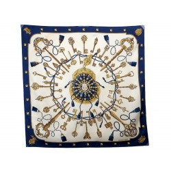 FOULARD HERMES LES CLES BLEU 