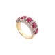 BAGUE EN OR JAUNE 18K T56 PAVAGE DE 42 DIAMANTS 0.63CT & 5 RUBIS 2.5CT GOLD RING