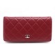 NEUF PORTEFEUILLE CHANEL A RABAT CLASSIQUE LOGO CC CUIR ROUGE NEW WALLET 1250€