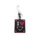 NEUF PORTE CLES PRADA MOTIF I LOVE EN CUIR SAFFIANO NOIR NEW KEY HOLDER 380€