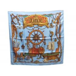 FOULARD HERMES MUSEE PHILIPPE LEDOUX CARRE 70 CM SOIE BLEU BOITE SAC SCARF 265€