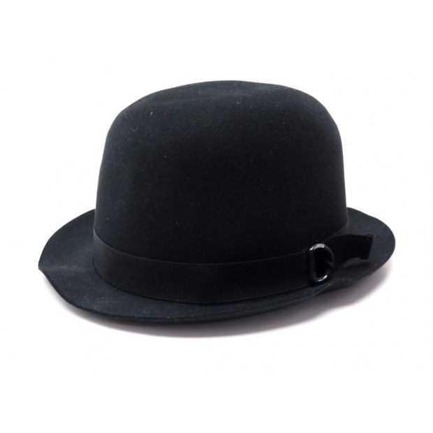 NEUF CHAPEAU HERMES EN FEUTRE DE LAPIN NOIR + BOITE NEW FELT RABBIT HAT 550€