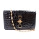 VINTAGE SAC A MAIN CELINE EN CUIR CROCODILE NOIR BLACK LEATHER HAND BAG PURSE