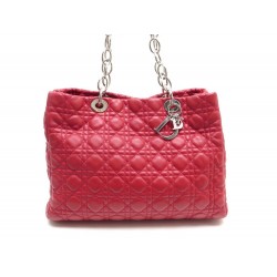 SAC A MAIN CHRISTIAN DIOR LADY DIOR SOUPLE 36 CM CABAS CUIR ROUGE HAND BAG 3600€