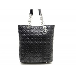 SAC A MAIN CHRISTIAN DIOR LADY DIOR CABAS SHOPPING CUIR CANNAGE NOIR BAG 3100€