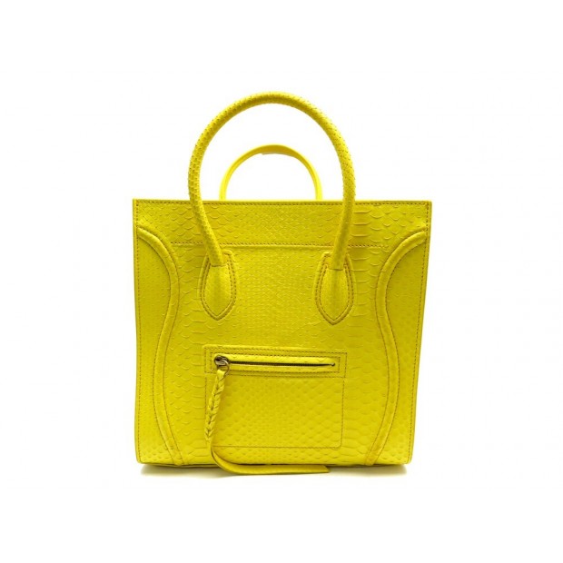 SAC A MAIN CABAS CELINE MEDIUM LUGGAGE PHANTOM CUIR PYTHON JAUNE HANDBAG 3500€