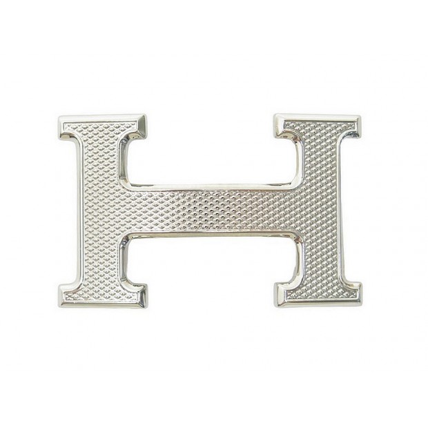 NEUF BOUCLE DE CEINTURE HERMES H POUR LIEN 32 MM ACIER PALLADIE GUILLOCHE BUCKLE