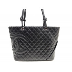 SAC A MAIN CHANEL SHOPPING CAMBON CABAS EN CUIR MATELASSE NOIR HAND BAG 3400€