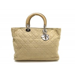 SAC A MAIN CHRISTIAN DIOR DIOR LADY EN TOILE BEIGE CANVAS HAND BAG PURSE 1500€