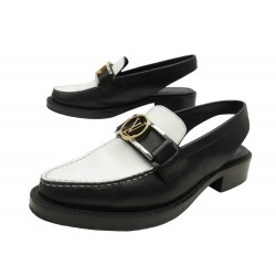 CHAUSSURES LOUIS VUITTON ACADEMY SLINGBACK 1A67D2 37 MOCASSINS NOIR SHOES 1300€