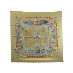 NEUF FOULARD HERMES TERRES PRECIEUSES CARRE 90 A. FAIVRE SOIE BOITE SCARF 460€