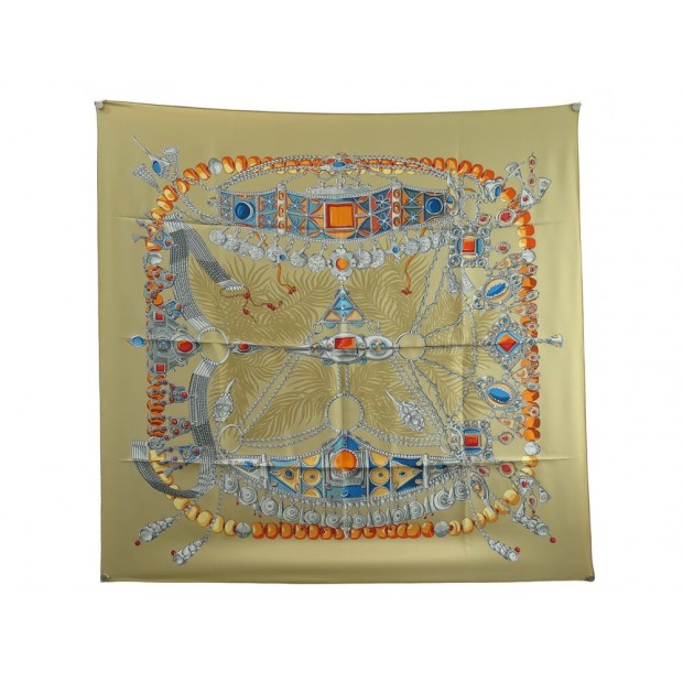 NEUF FOULARD HERMES TERRES PRECIEUSES CARRE 90 A. FAIVRE SOIE BOITE SCARF 460€