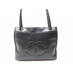 SAC A MAIN CHANEL SHOPPING LOGO CC 31.5CM CUIR NOIR LEATHER TOTE HAND BAG 2700€