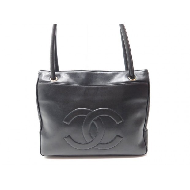  SAC A MAIN CHANEL SHOPPING LOGO CC CUIR NOIR 