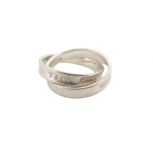 BAGUE TIFFANY & CO CERCLES ENTRELACES 1837 60128382 T 50 ARGENT 925 RING 540€