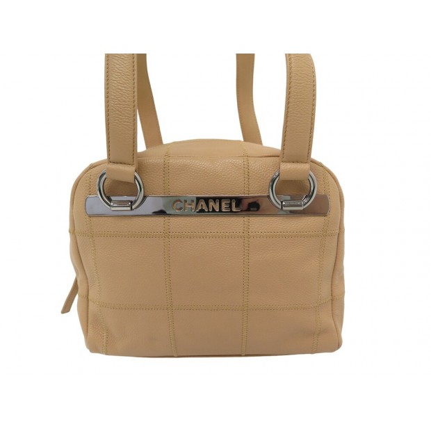 SAC A MAIN CHANEL BOWLING EN CUIR CAVIAR BEIGE LEATHER HAND BAG PURSE 4000€