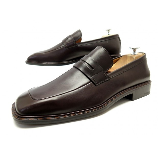 NEUF CHAUSSURES LOUIS VUITTON MOCASSINS 10 44 EN CUIR MARRON LOAFER SHOES 880€