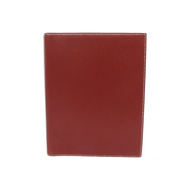 PORTE AGENDA HERMES COUVERTURE GM EN CUIR BOX ROUGE DIARY COVER HOLDER 685€