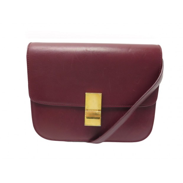 SAC A MAIN CELINE CLASSIC MM BANDOULIERE EN CUIR BORDEAUX HAND BAG PURSE 3400€