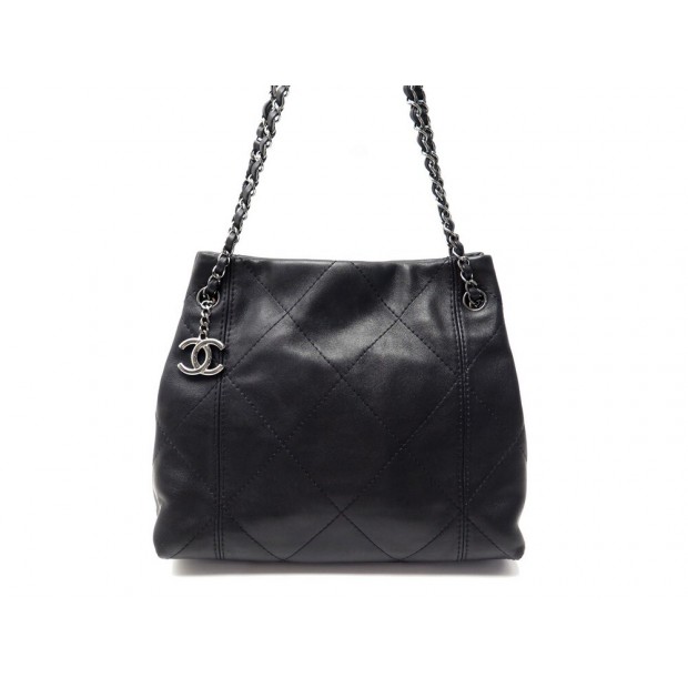 NEUF SAC A MAIN CHANEL CABAS SHOPPING LOGO CC CUIR NOIR MATELASSE HAND BAG 5200€