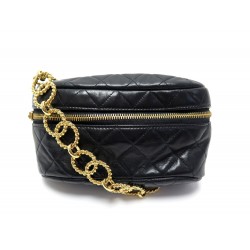 VINTAGE SAC CHANEL CEINTURE BANANE EN CUIR MATELASSE NOIR LEATHER BELT FANNY BAG