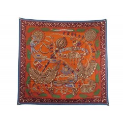 FOULARD HERMES ZENOBIE REINE DE PALMYRE CARRE SOIE ORANGE SILK SCARF 460€