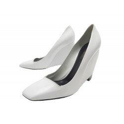 CHAUSSURES LOUIS VUITTON WEDGE PUMP 39 ESCARPINS COMPENSES CUIR BLANC SHOES 910€