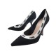 NEUF CHAUSSURES DIOR ESCARPINS J'ADIOR KCP550ECF 38 TOILE NOIR PUMP SHOES 890€