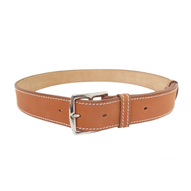 VINTAGE CEINTURE HERMES ETRIVIERE 32 T76 EN CUIR BARENIA BOUCLE ACIER BELT 695€