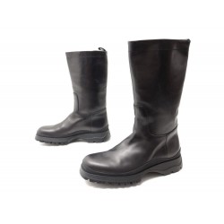 NEUF CHAUSSURES PRADA 9.5 43.5 BOTTES DE MOTO HOMME CUIR NOIR BOOTS SHOES 500€