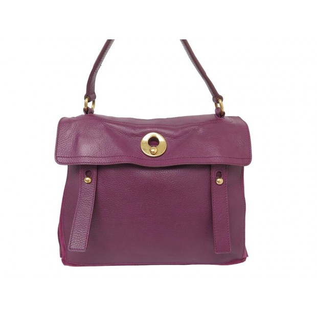 SAC A MAIN YVES SAINT LAURENT MUSE TWO 197149 DAIM ET CUIR VIOLET HAND BAG 2050€