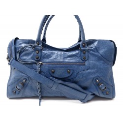 SAC A MAIN BALENCIAGA CLASSIC PART TIME 168028 EN CUIR BLEU HAND BAG PURSE 1375€