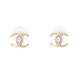 NEUF BOUCLES D'OREILLES CHANEL LOGO CC STRASS & METAL DORE NEW EARRINGS 650€