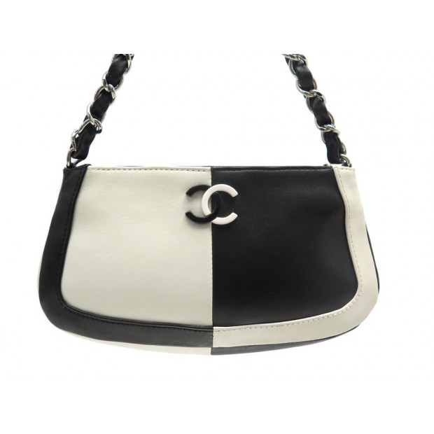 SAC A MAIN CHANEL ACT ONE EN CUIR NOIR ET BLANC LEATHER SHOULDER HAND BAG 4600€