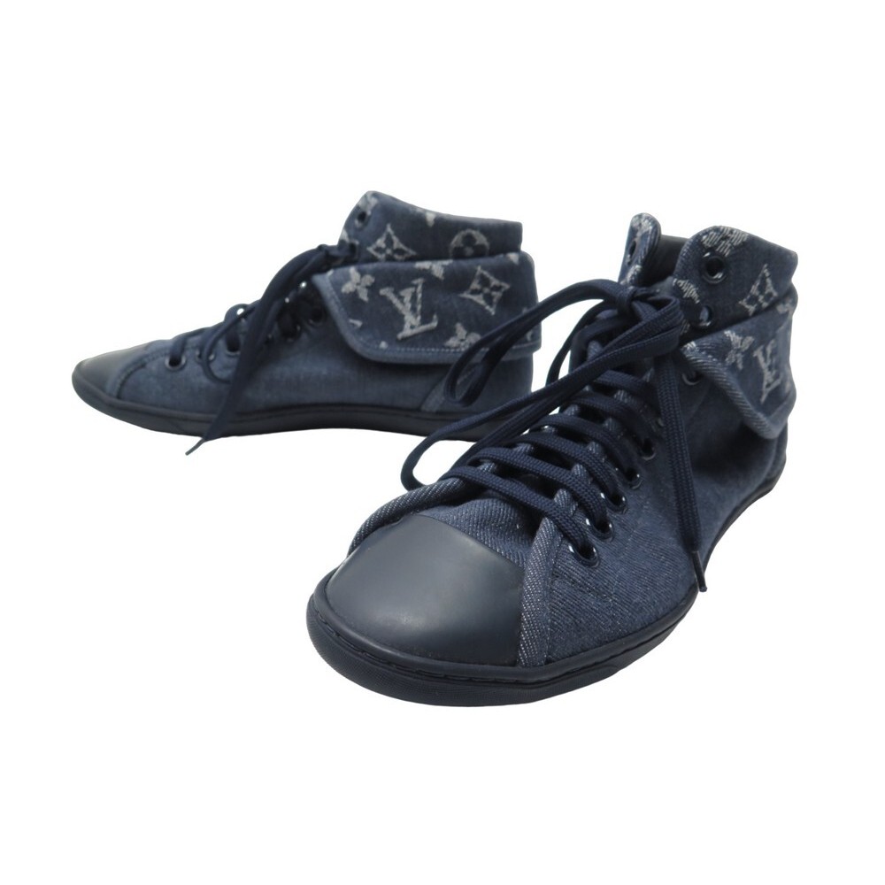 Sold at Auction: Louis Vuitton Monogram Sneakers Navy Blue High Top Zip -  Womens 38.5 - 8.5