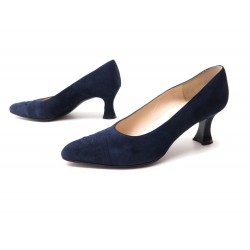 VINTAGE CHAUSSURES CHANEL A05446 36.5 ESCARPINS EN DAIM BLEU BLUE SHOES 620€