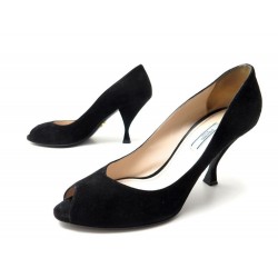 CHAUSSURES PRADA 1K999E 41 ESCARPINS EN DAIM VEAU VELOURS NOIR COURT SHOES 520€