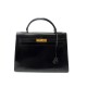 VINTAGE SAC A MAIN HERMES KELLY 32 SELLIER 1970 EN CUIR BOX NOIR BLACK HAND BAG