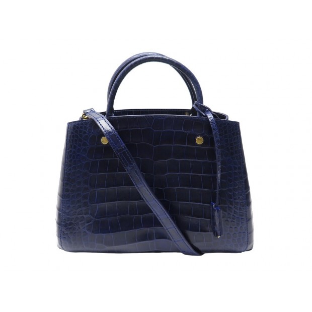 Handbags Louis Vuitton Louis Vuitton Montaigne mm Navy Blue Crocodile Leather Purse Hand Bag