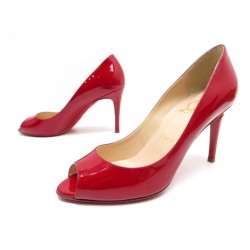 NEUF CHAUSSURES CHRISTIAN LOUBOUTIN YOU YOU 37 ESCARPINS CUIR VERNI ROUGE 545€