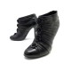 CHAUSSURES CHANEL BOTTINES G28629 CAMELIA CC 39 EN CUIR NOIR LEATHER BOOTS 1550€