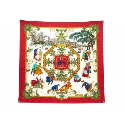 NEUF FOULARD HERMES JOIES D'HIVER METZ CARRE 90 SOIE BROCHEE JACQUARD SCARF 460€