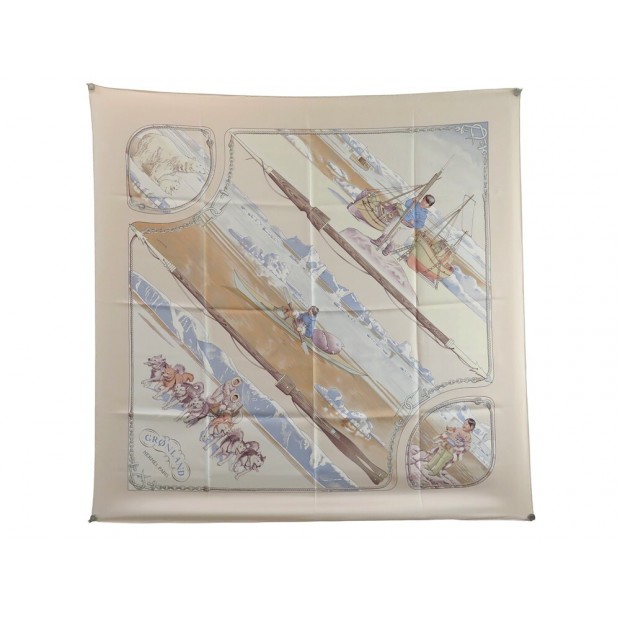 NEUF FOULARD HERMES GRONLAND PAR PHILIPPE LEDOUX SOIE GROENLAND SILK SCARF 460€