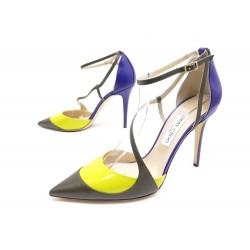 NEUF CHAUSSURES JIMMY CHOO MUTYA 40 SANDALES ESCARPINS CUIR TRICOLORE SHOES 650€