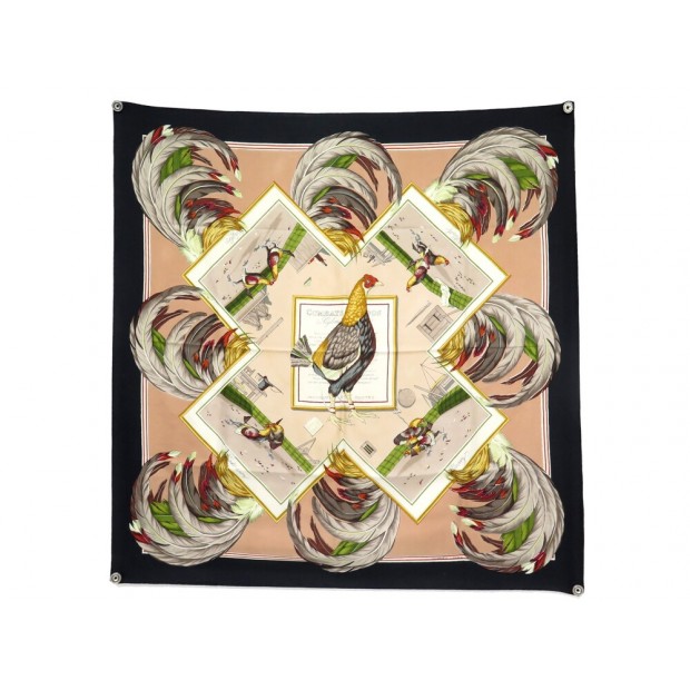 VINTAGE FOULARD HERMES COMBATS DE COQS 1ERE EDITION DE 1954 GRYGKAR SCARF 460€