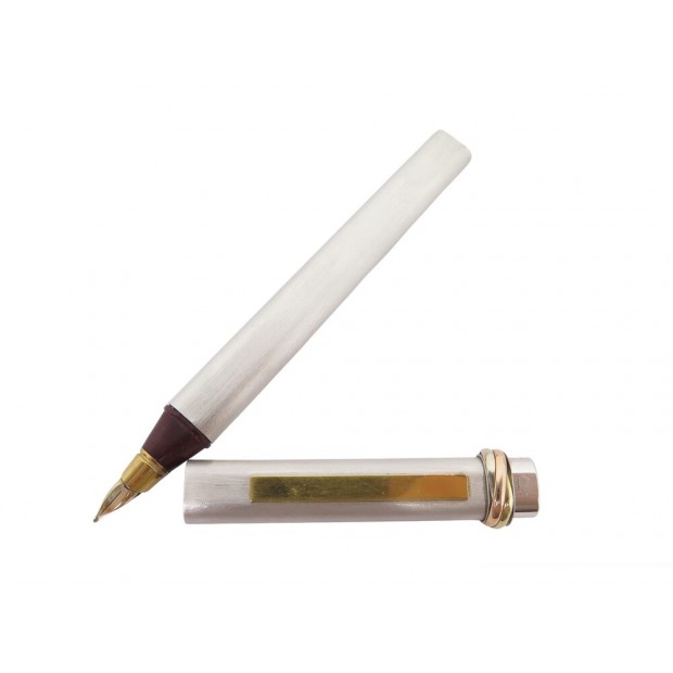 VINTAGE STYLO PLUME MUST DE CARTIER TRINITY 3 ORS ARGENTE FOUNTAIN PEN 320€