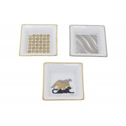 NEUF CARTIER SET 3 MINI CENDRIERS VIDE POCHES PANTHERE PORCELAINE ASHTRAY 425€